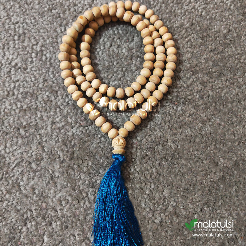 108+1 Beads Original Tulsi Japa Mala with Blue Tassel