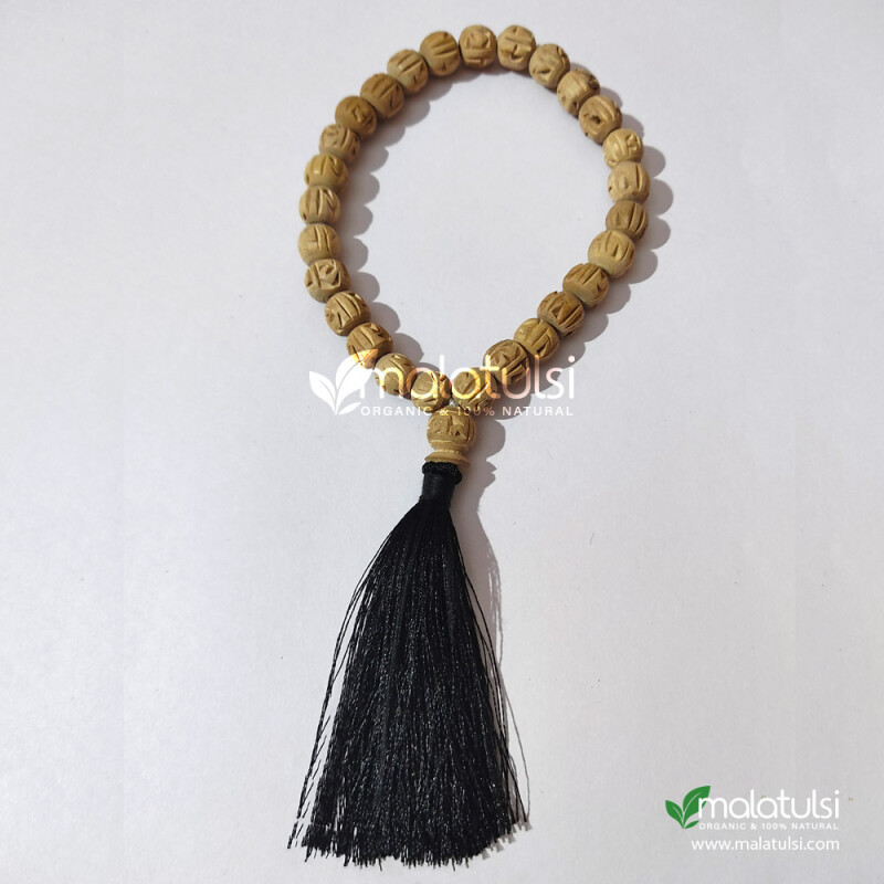 27+1 Beads Tulsi Japa Mala with Black Tassel