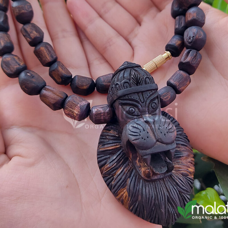 Narasimha Tulsi Big Pendant Mala with Brown Beads