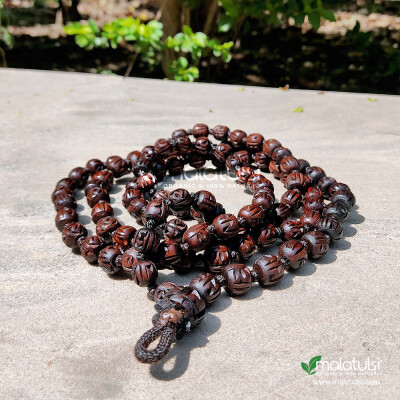 108+1 Brown Radha Carved Beads Orginal Tulsi Japa Mala