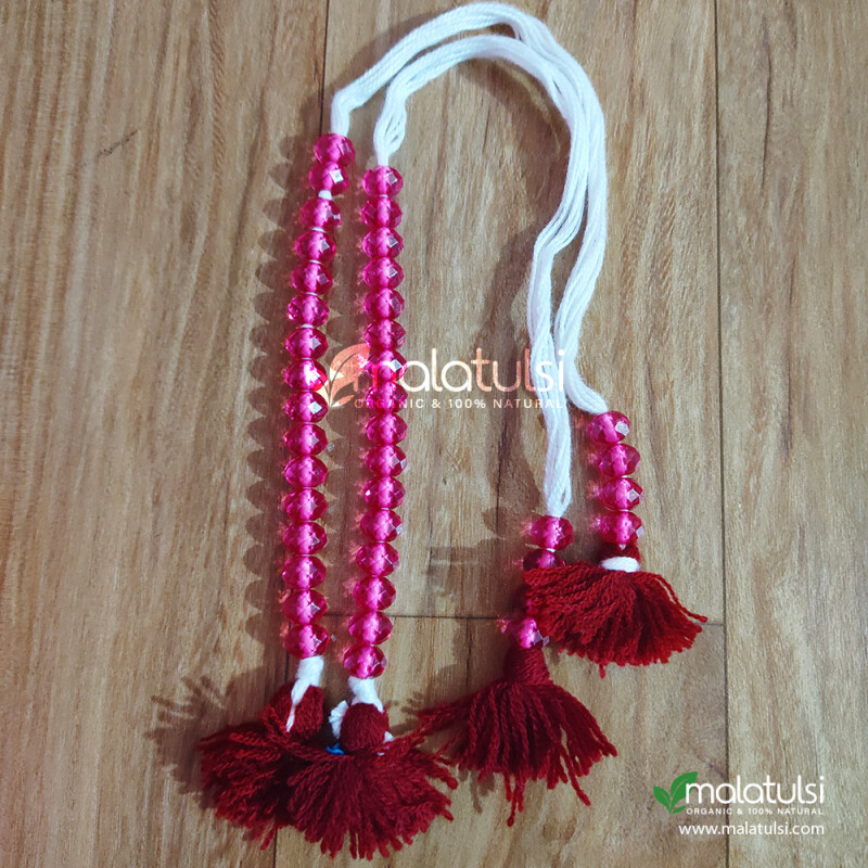 Dark Pink Crystals Sakshi Mala For Japa