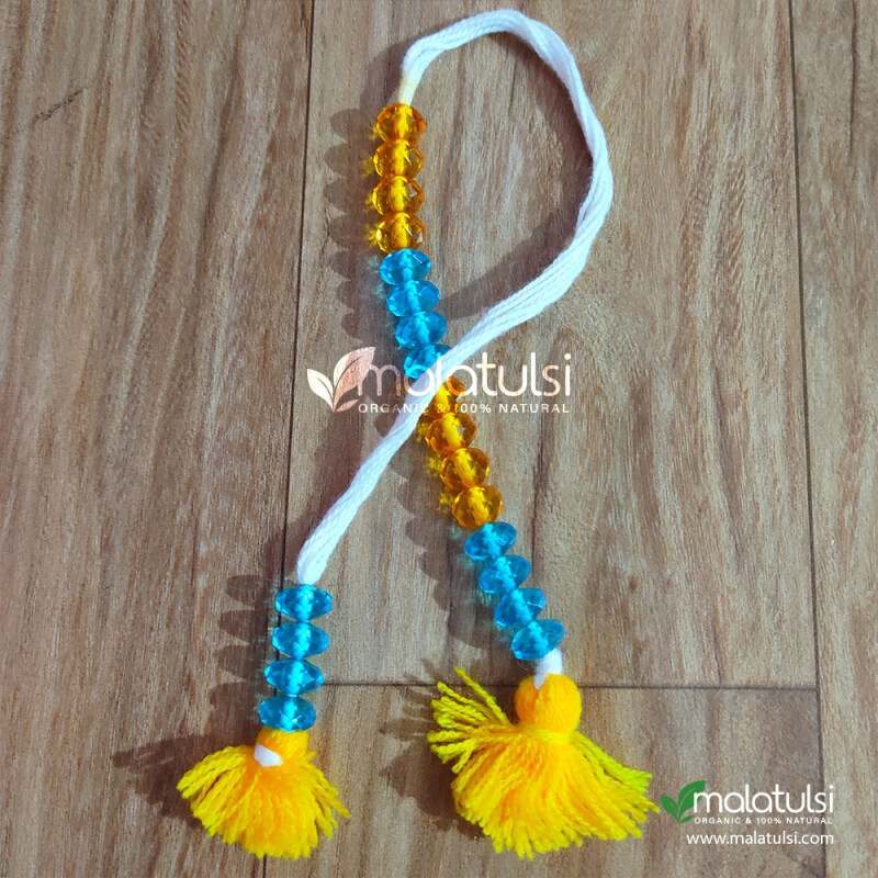 Blue and Yellow Crystals Sakshi Mala for Chanting