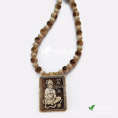 Shri Balaji Hanuman Ji Original Tulsi Locket Mala with Ram Beads