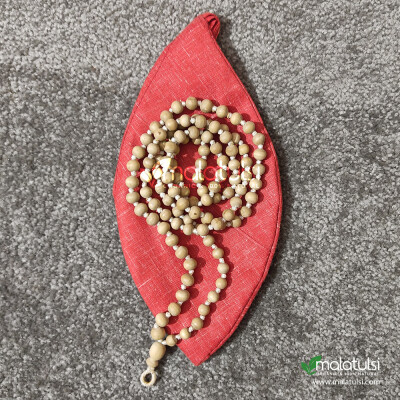 108+1 Beads Tulsi Japa Mala with Red Cotton Japa Bag