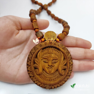 Kali Mata Golden Pendant Tulsi Locket Mala