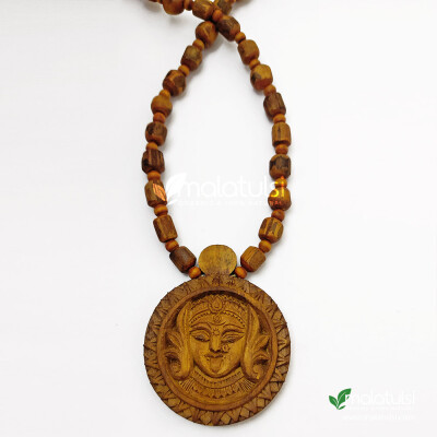 Kali Mata Golden Pendant Tulsi Locket Mala