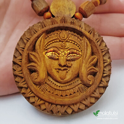 Kali Mata Golden Pendant Tulsi Locket Mala