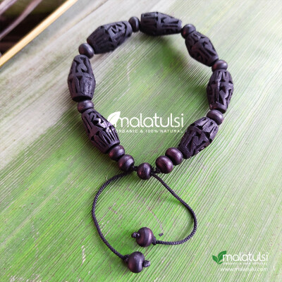 Radha Mridangam Beads Black Tulsi Bracelet