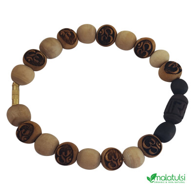 Om Carved Original Tulsi Beads Bracelet for Men and Women
