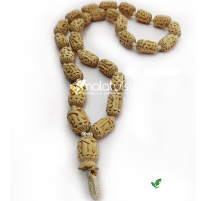 27 Beads Radha Carved Japa Mala with Radha-Krishna Guru Bead